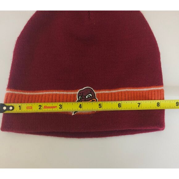 Virgina Tech Beanie VT Collegiate Licensed Maroon and Orange - Picture 5 of 7